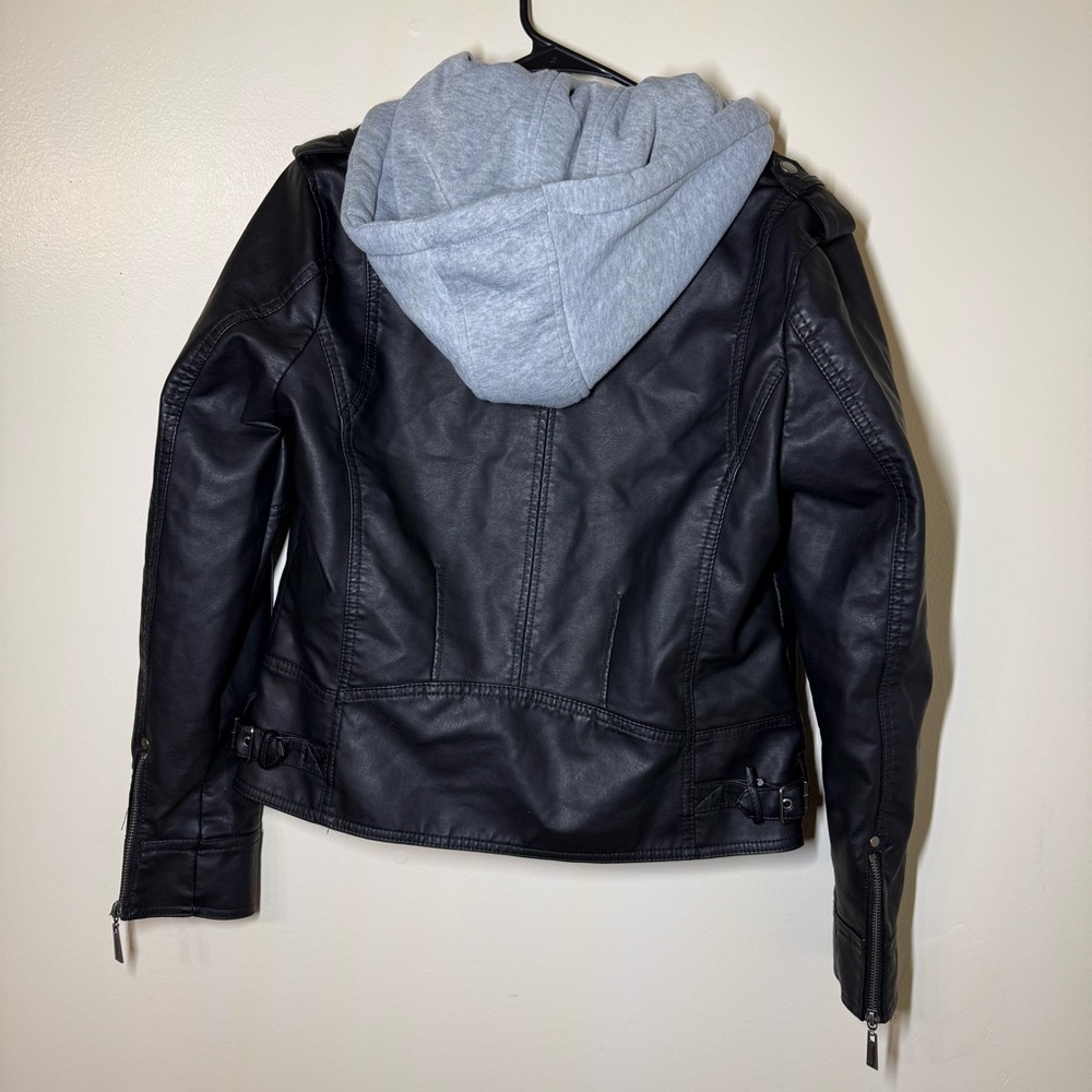 Jou Jou Black Bomber Jacket with Gray Removable Liner and Hood - Picture 2 of 6